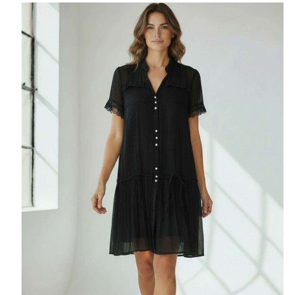 S Dress Babydoll Lace Sheer Minidress, 90s Grunge Slip Whimsy Goth Dark Regency